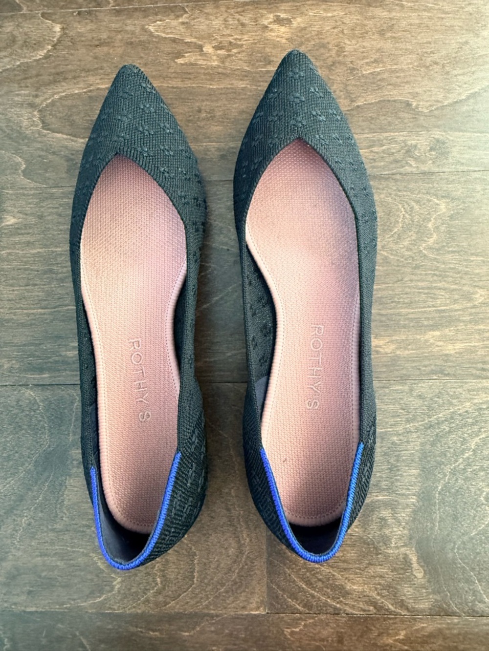Rothy’s Point Black Shimmer Flat Sz 8.5 - Picture 2 of 6